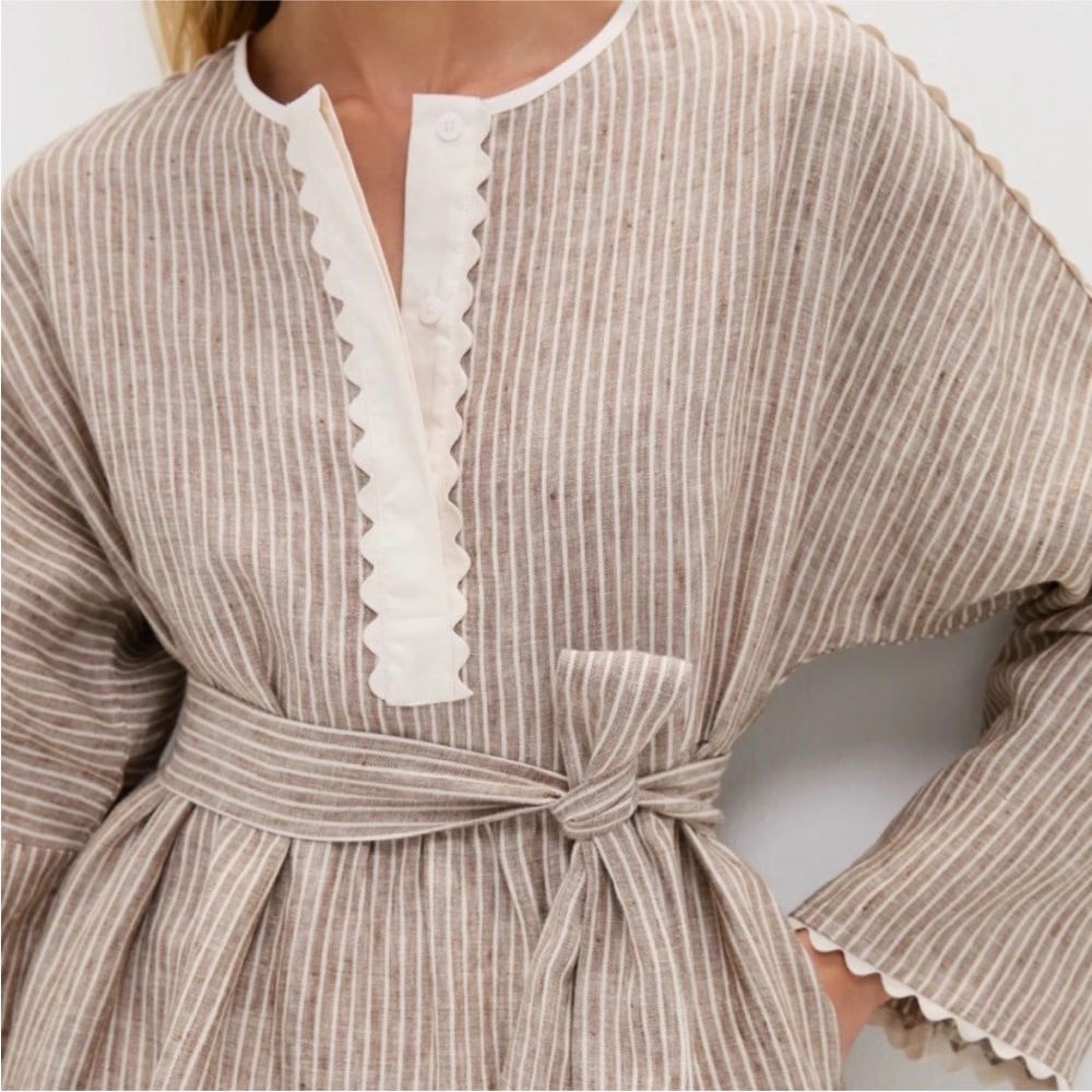 Tuckernuck Brown Stripe Linen Tobi Mini Dress
